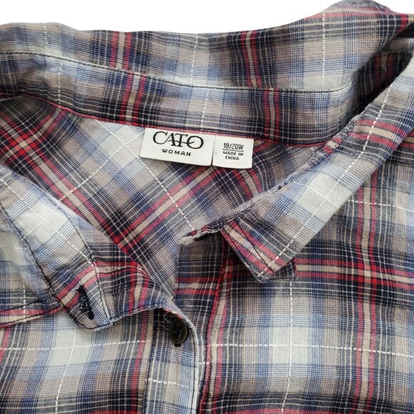 CATO PLAID BUTTON UP SHIRT 18/20W - Picture 5 of 8